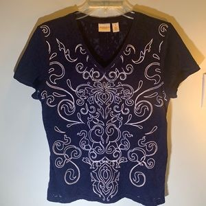 NWOT Chico’s navy/white design jersey